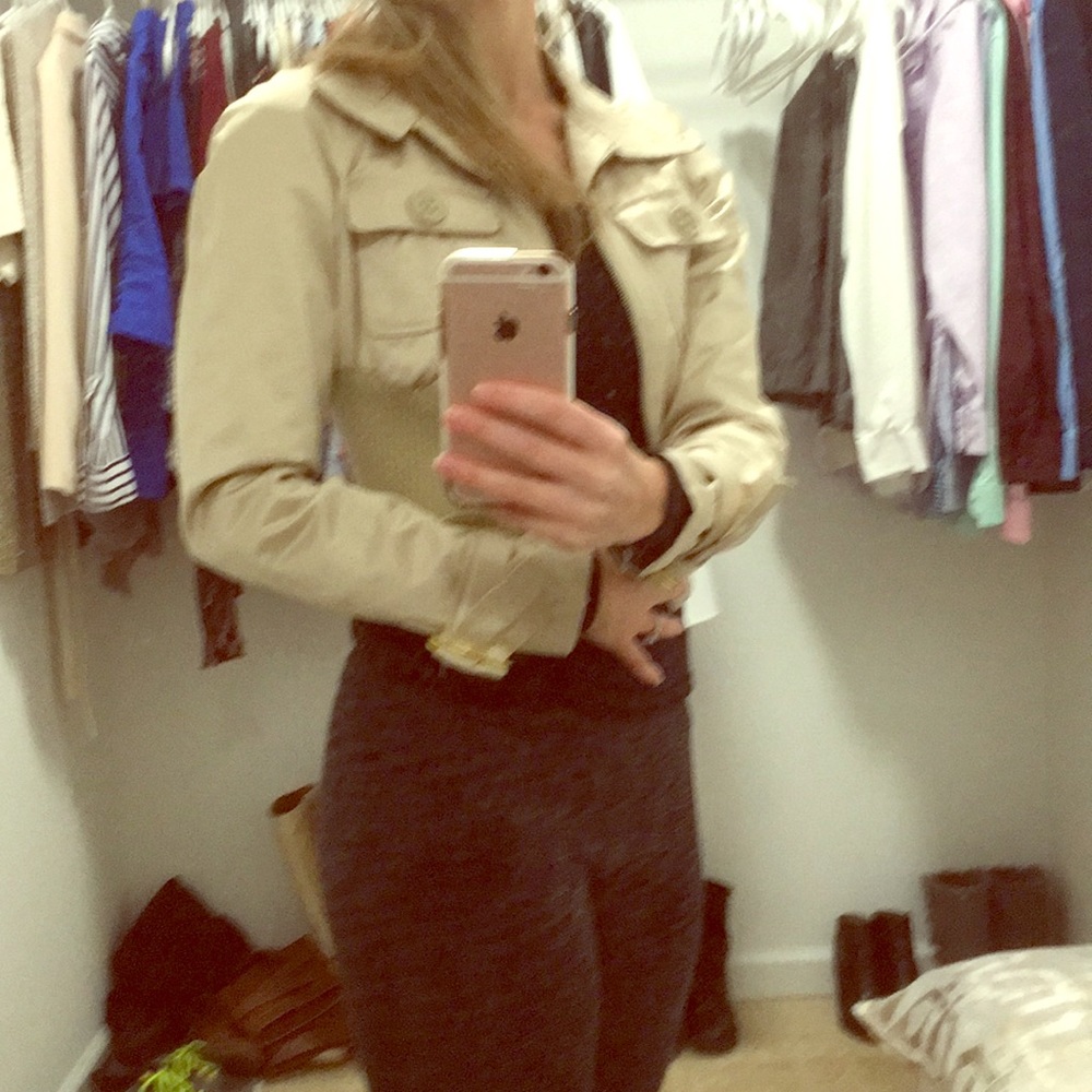 Tan “Bebe” springtime/ summer night jacket.
